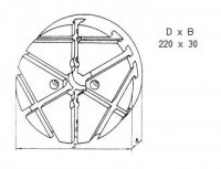 Плита круглая d 220х 30 с радиально-поперечным расположением т-образных пазов 12мм (ДСП-7) (восстановленная) (шт)