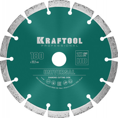 Kraftool laser-universal 180 мм (22.2 мм, 10х2.6мм), алмазный диск (36680-180)