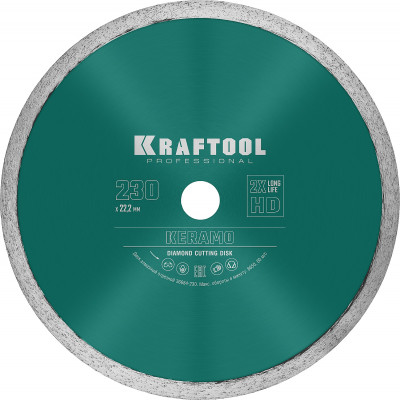 Kraftool keramo, 230 мм, (22.2 мм, 10 х 2.8 мм), сплошной алмазный диск (36684-230)
