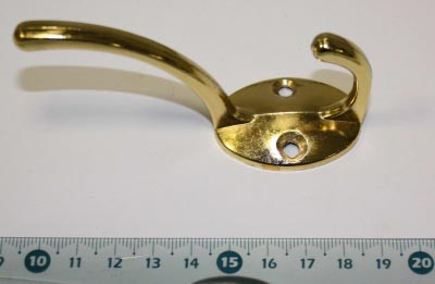 Крючок одежный 2-х рожковый большой овал. латунь (б-9812л)