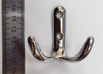 Крючок одежный 2-х рожковый (б-1) хром
