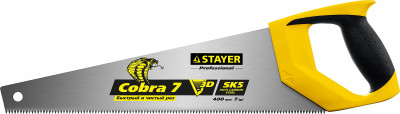 Ножовка универсальная stayer cobra-7 gx700 400 мм, 7 tpi, 3d зуб, рез вдоль и поперек волокон, для средних заготовок, фанеры, ДСП, мдф