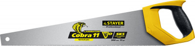 Ножовка многоцелевая (пила) cobra laminator 500мм, 11tpi, 3d высокоточный рез ламинир. дерев. и пластик. панелей, подоконников и труб, stayer