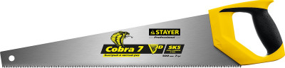 Ножовка универсальная stayer cobra-7 gx700 500 мм, 7 tpi, 3d зуб, рез вдоль и поперек волокон, для средних заготовок, фанеры, ДСП, мдф