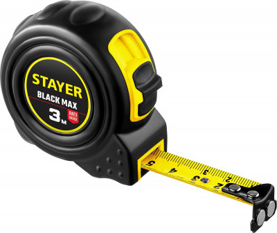Stayer blackmax, 3 м х 16 мм, рулетка с двумя фиксаторами, professional (3410-03)