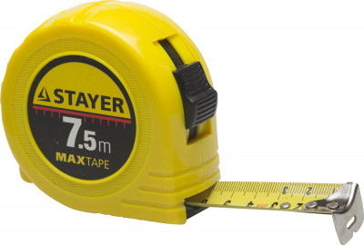 Stayer maxtape 7.5м / 25мм рулетка в ударопрочном корпусе из abs
