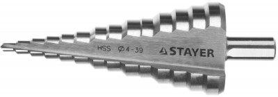 Stayer 4-39 мм, 14 ступеней, сталь hss, ступенчатое сверло (29660-4-39-14)