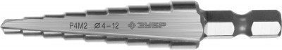 ЗУБР 4-12 мм, 9 ступеней, сталь р4м2, ступенчатое сверло (29665-4-12-9)