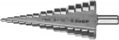 ЗУБР 4-39 мм, 14 ступеней, сталь р4м2, ступенчатое сверло (29665-4-39-14)