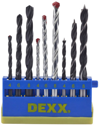 Dexx дерево 4-6-8 мм, металл 4-6-8 мм, бетон 4-6-8 мм, набор комбинированных сверл (2970-h9)