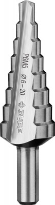 ЗУБР 6-20 мм, 8 ступеней, сталь р6м5, ступенчатое сверло, профессионал (29670-6-20-8)
