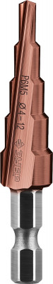 ЗУБР кобальт, 4-12 мм, 5 ступеней, сталь р6м5, кобальтовое покрытие, ступенчатое сверло, профессионал (29672-4-12-5)