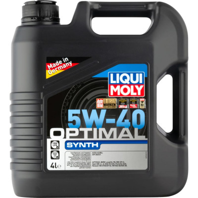 Синтетическое моторное масло LIQUI MOLY Optimal Synth 5W-40 SN/CF;A3/B4 3926