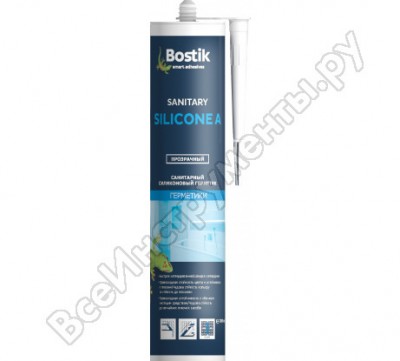 Bostik санитарный силиконовый герметик sanitary silicone a прозрачный 0,280 л 30607539