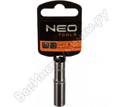 Neo tools головка сменная 6-гранная длинная 1/4 9 мм 08-494