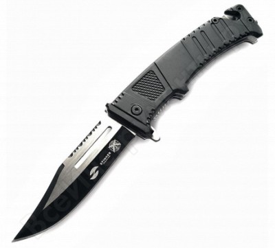 Stinger нож складной , 95 мм сереб.-черн., рукоять: сталь/алюмин. черн., с клипом, fk-611b