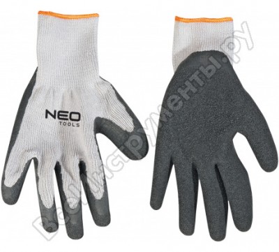 Neo перчатки рабочие, х/б, сторона ладони с латексным покрытием, размер 1 97-600