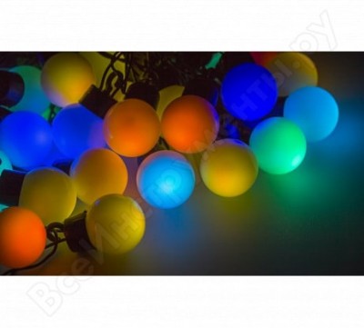 Гирлянда Neon-Night мультишарики d=45 мм 10м черный ПВХ, 40LED RGB 303-579