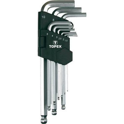 Topex ключи шестигранные 1.5-10 мм, набор 9 шт., сталь crv 35d957