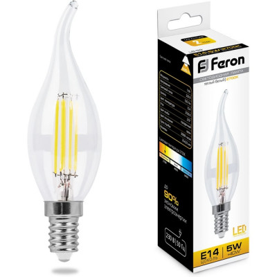 Светодиодная лампа FERON LB-59 Свеча на ветру E14 5W 2700K 25575