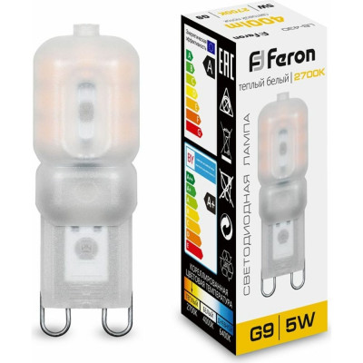Светодиодная лампа FERON LB-430 G9 5W 2700K 25636