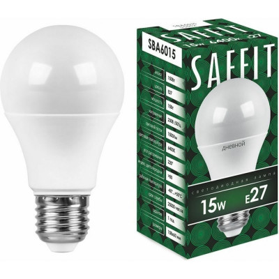 Светодиодная лампа SAFFIT E27 15W 6400K SBA6015 55012