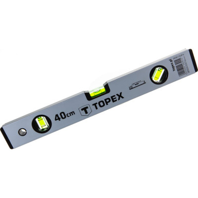 Topex уровень строительный алюминиевый анодированный, 3 ампулы, hxw 50x20 мм, точность измерений 0.5 мм/м 29c301