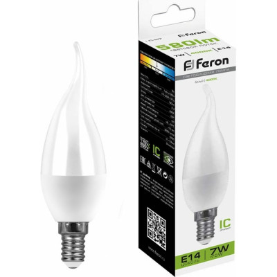 Светодиодная лампа FERON LB-97 7W 230V E14 4000K на ветру 25761