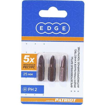 Edge by patriot бита ph2 длина 25 мм, 3 шт в блистере 818010009