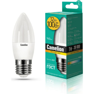 Camelion led12-c35/830/e27 эл.лампа светодиодная 12вт 220в 13688