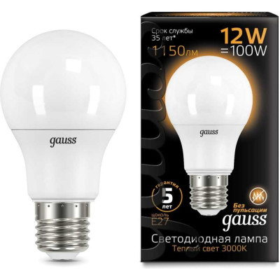 Лампа Gauss LED A60 globe 12W E27 3000K 102502112