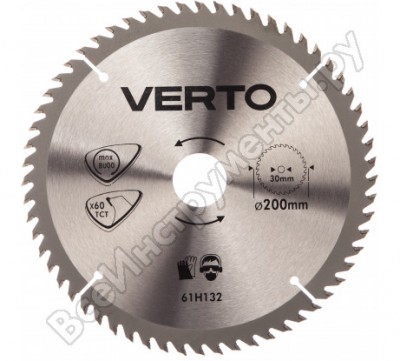 Verto диск отрезной 200x30 мм 60 зубьев 61h132