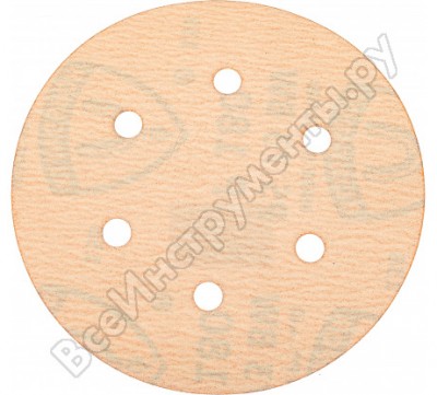 Klingspor шлиф-круг на липучке для обработки красок, лаков, шпаклевок с отверстиями ф150; р180; 6 отверстий 301224