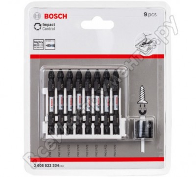 Bosch двухсторонние ударные биты ph2/pz2 + магнитная муфта 2608522334