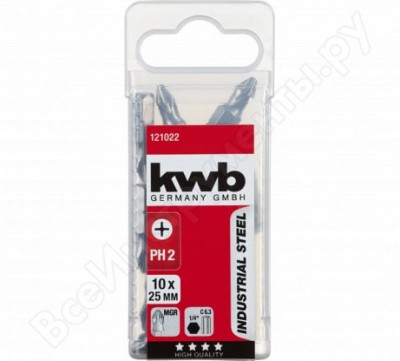 Kwb бита ph2 25мм kwb industry 10шт 121022
