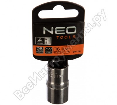 Neo tools головка торцевая 6-гранная superlock 16 мм 1/2