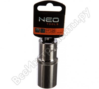 Neo tools головка сменная 6-гранная длинная 1/2 26 мм 08-476