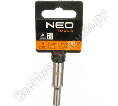 Neo tools насадка шестиугольная длинная 1/4 5 мм 08-237