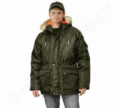 Ursus куртка зимняя аляска удлиненная цвет: хаки, размер: 48-50, 182-188