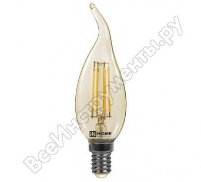 In home лампа светодиодная LED-свеча на ветру-deco 5вт 230в е14 3000к 450лм золотистая 4690612007212