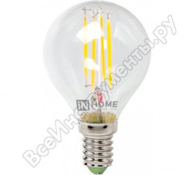 In home лампа светодиодная LED-шар-deco 5вт 230в е27 4000к 450лм прозрачная 4690612007717