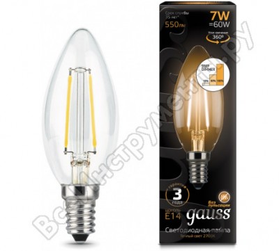 Gauss лампа LED filament свеча e14 7w 550lm 2700к sq103801107-s