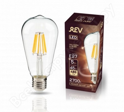 Rev лампа сд vintage filament st64 e27 5w, 2700k, deco premium, 32460 7