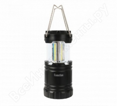 Camelion led5630 фонарь для кемпинга 3xr6, черный, 3x cob LED, магнит, подвес, пласт. кор. 13367