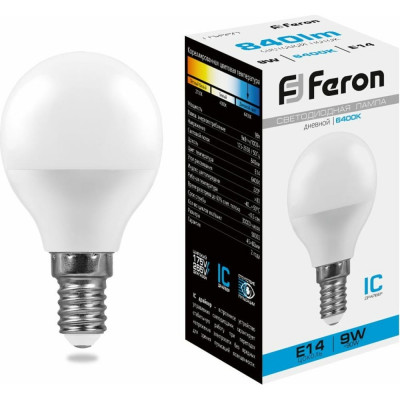 Светодиодная лампа FERON LB-550 9W 230V E14 6400K 25803