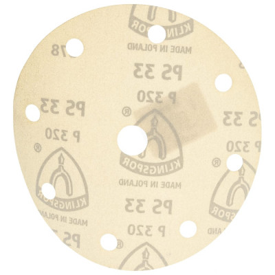 Klingspor шлиф-круг на липучке для обработки красок, лаков и шпаклевок с отверстиями ф150мм; р320; 8 отверстий 147096