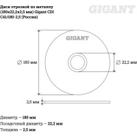 Gigant диск отрезной по металлу 180x22x2,5 мм сdi c41/180-2,5