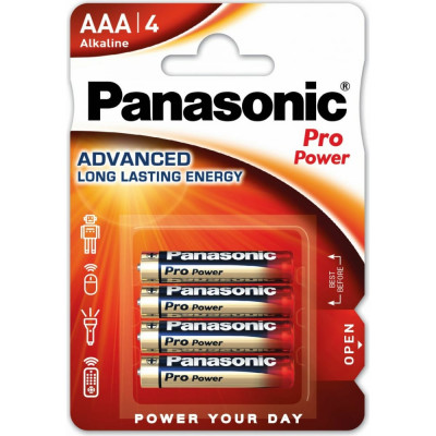 Panasonic батарейка щелочная lr03 aaa pro power xtreme 1.5в бл/4 5410853024286