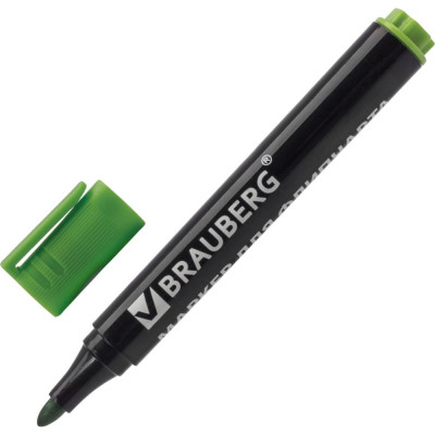 Brauberg маркер для флипчарта , непропитывающий, круглый наконечник 2,5 мм, зеленый, 151256