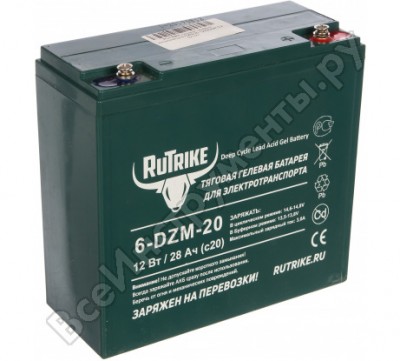 Rutrike тяговый гелевый аккумулятор 6-dzm-20 12v20a/h c2 021661